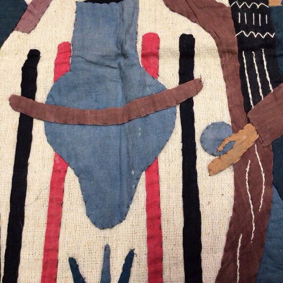 Egyptian Wall Hanging Hand Sewn Applique Textile Art Stitched Vintage - Picture 4 of 10